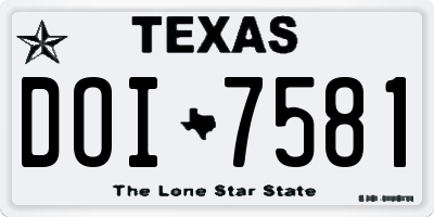 TX license plate DOI7581
