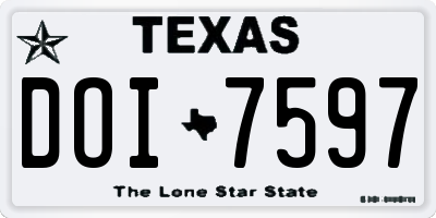 TX license plate DOI7597
