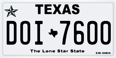 TX license plate DOI7600