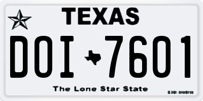 TX license plate DOI7601