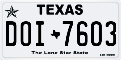 TX license plate DOI7603