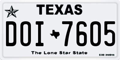 TX license plate DOI7605