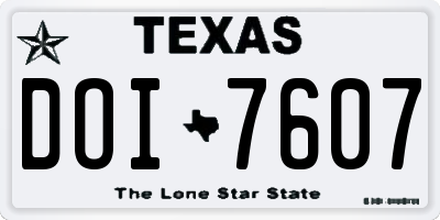 TX license plate DOI7607