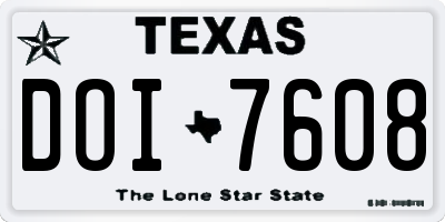 TX license plate DOI7608