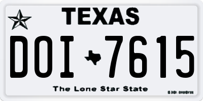 TX license plate DOI7615