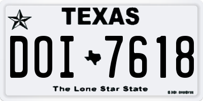 TX license plate DOI7618