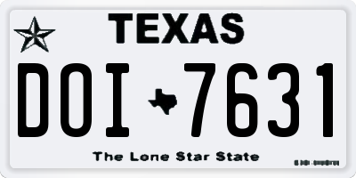 TX license plate DOI7631