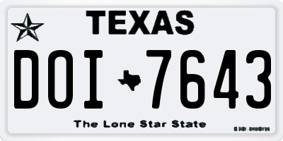 TX license plate DOI7643