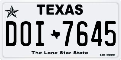 TX license plate DOI7645