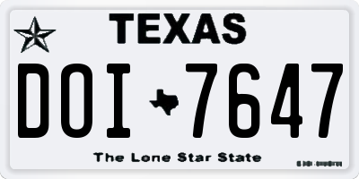 TX license plate DOI7647