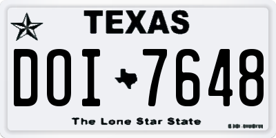 TX license plate DOI7648