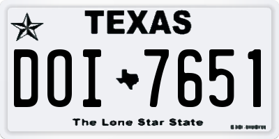 TX license plate DOI7651