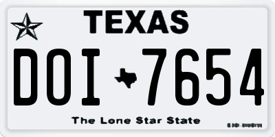 TX license plate DOI7654