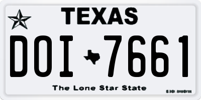 TX license plate DOI7661