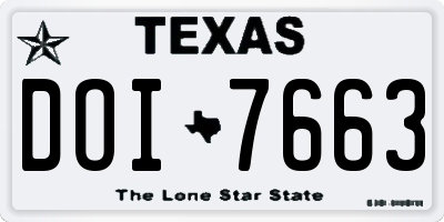 TX license plate DOI7663