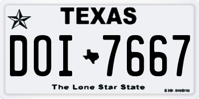 TX license plate DOI7667