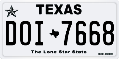 TX license plate DOI7668