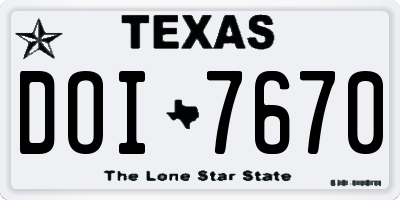 TX license plate DOI7670