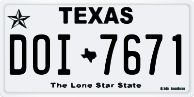 TX license plate DOI7671