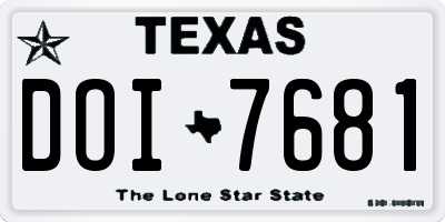 TX license plate DOI7681