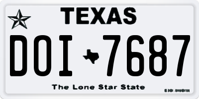 TX license plate DOI7687