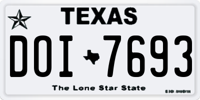 TX license plate DOI7693