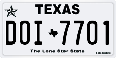 TX license plate DOI7701