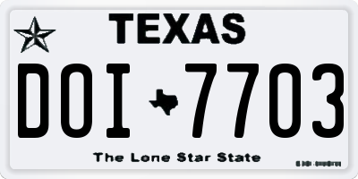 TX license plate DOI7703