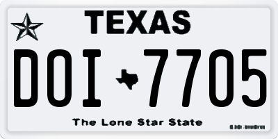 TX license plate DOI7705