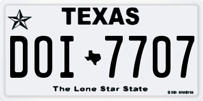 TX license plate DOI7707