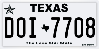 TX license plate DOI7708