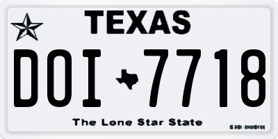 TX license plate DOI7718