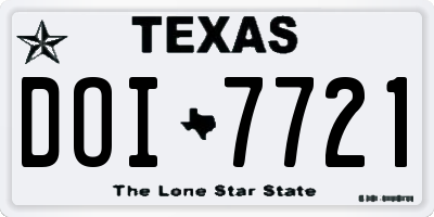 TX license plate DOI7721