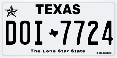 TX license plate DOI7724