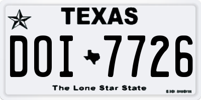 TX license plate DOI7726