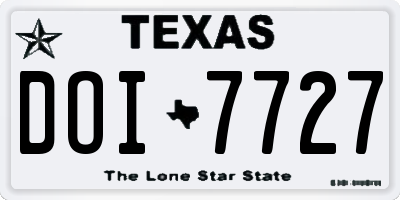 TX license plate DOI7727