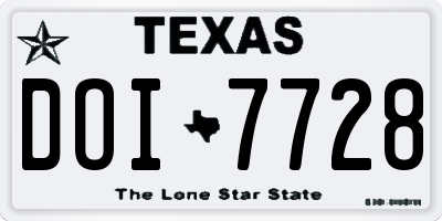 TX license plate DOI7728
