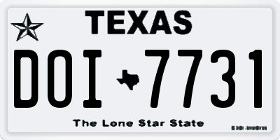 TX license plate DOI7731