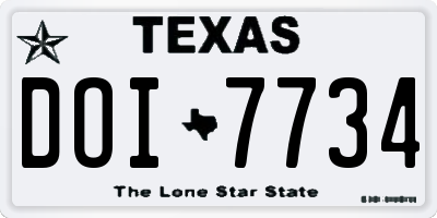 TX license plate DOI7734
