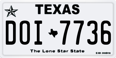 TX license plate DOI7736