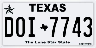 TX license plate DOI7743