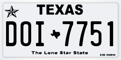 TX license plate DOI7751