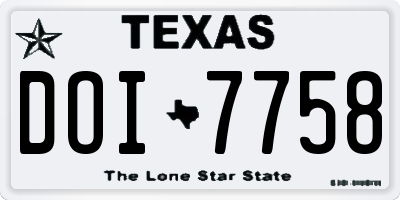 TX license plate DOI7758