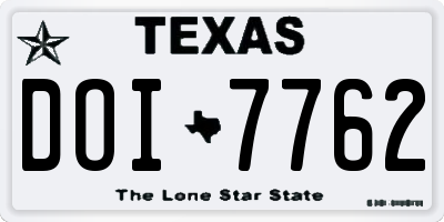 TX license plate DOI7762