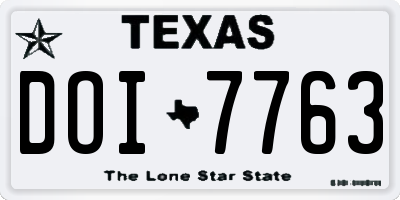 TX license plate DOI7763