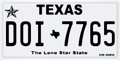 TX license plate DOI7765