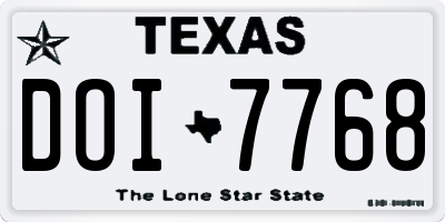 TX license plate DOI7768