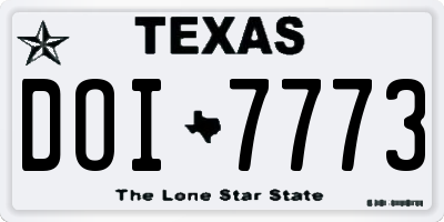 TX license plate DOI7773