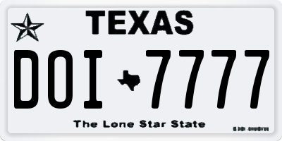 TX license plate DOI7777