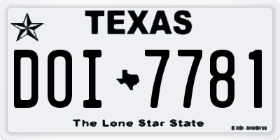 TX license plate DOI7781